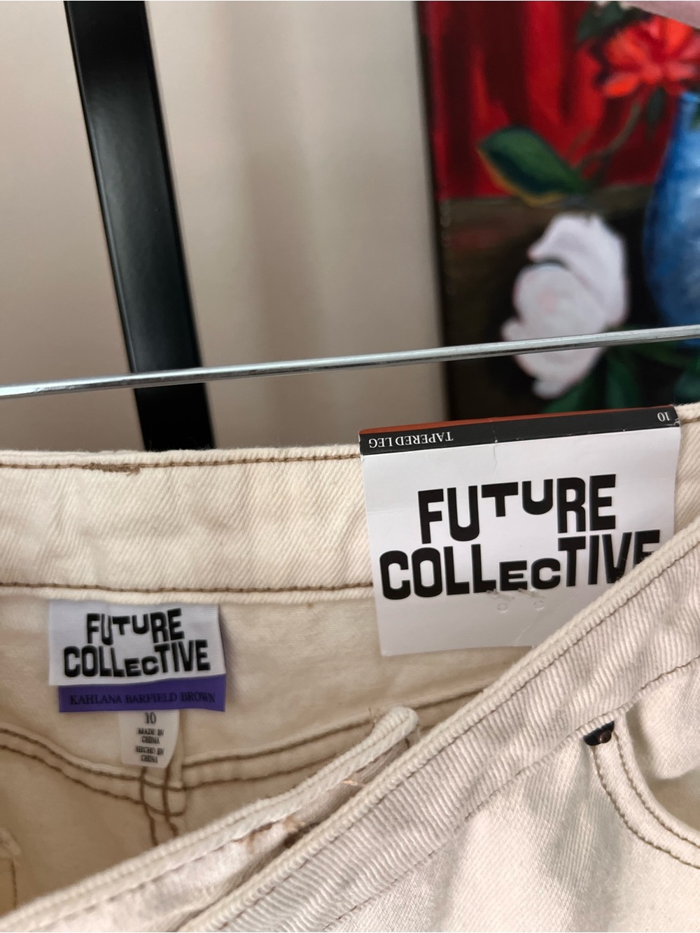 Future collective tapered Cream High-Rise Straight Jeans - Picture 6 of 9